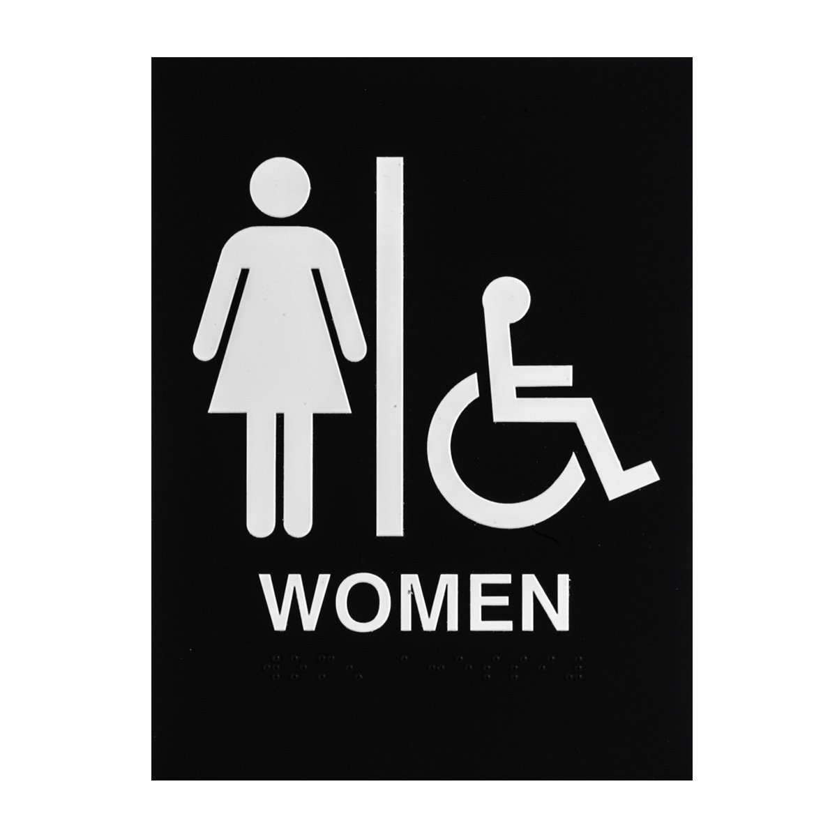 Engraved Grade 2 Braille Womens Accesible Restroom Sign In Various Colors