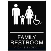 ADA Braille Family Restroom Sign Engraved Applique Grade 2