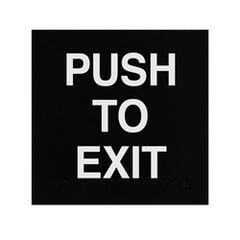 ADA Braille Push To Exit Sign Engraved Applique Grade 2